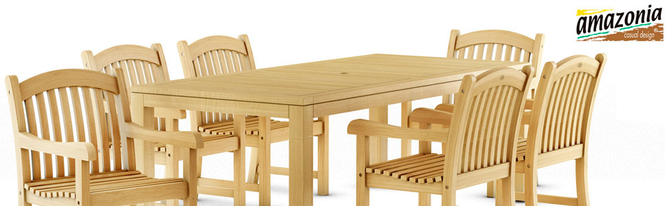 Amazonia Grade-A Teak Santos 9-Piece Outdoor Dining Set