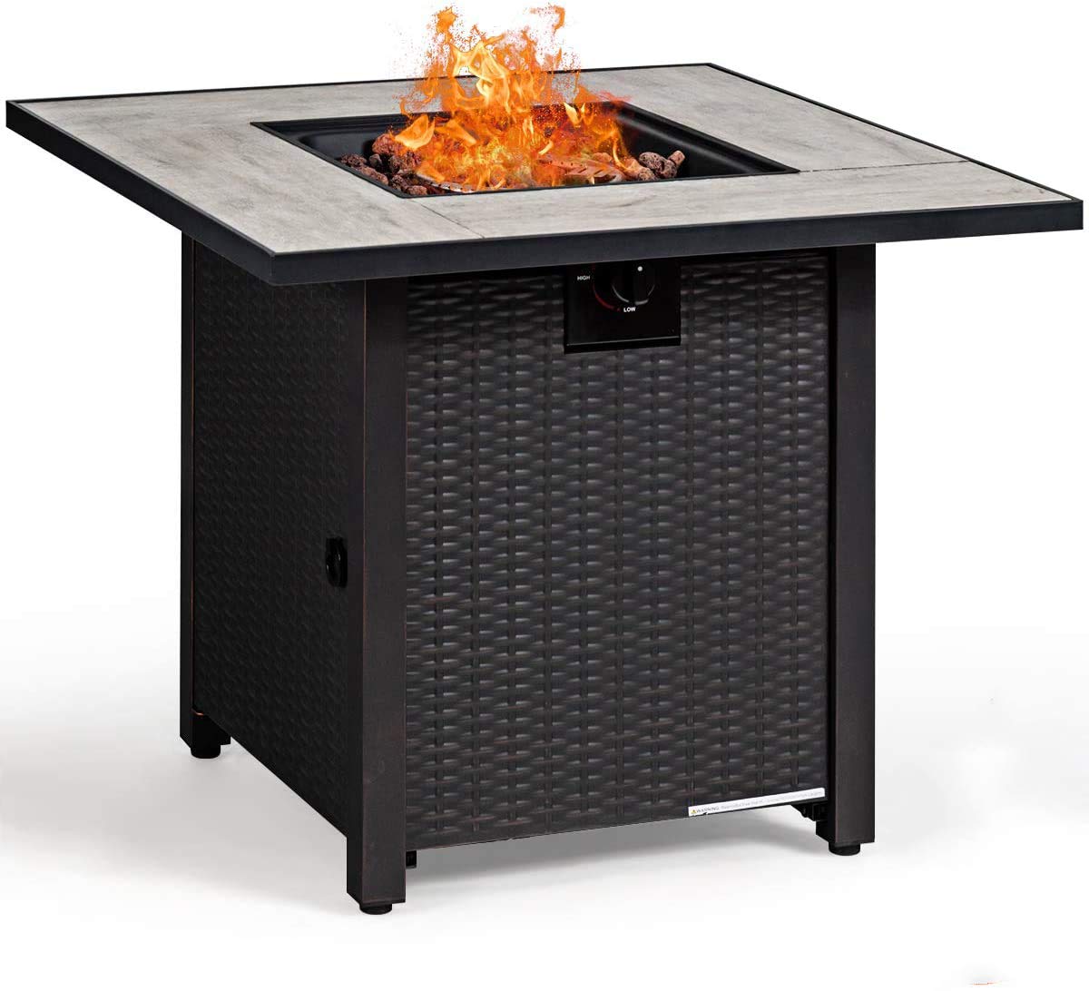 Barton 50,000 BTU Square Propane Gas Fire Pit Table