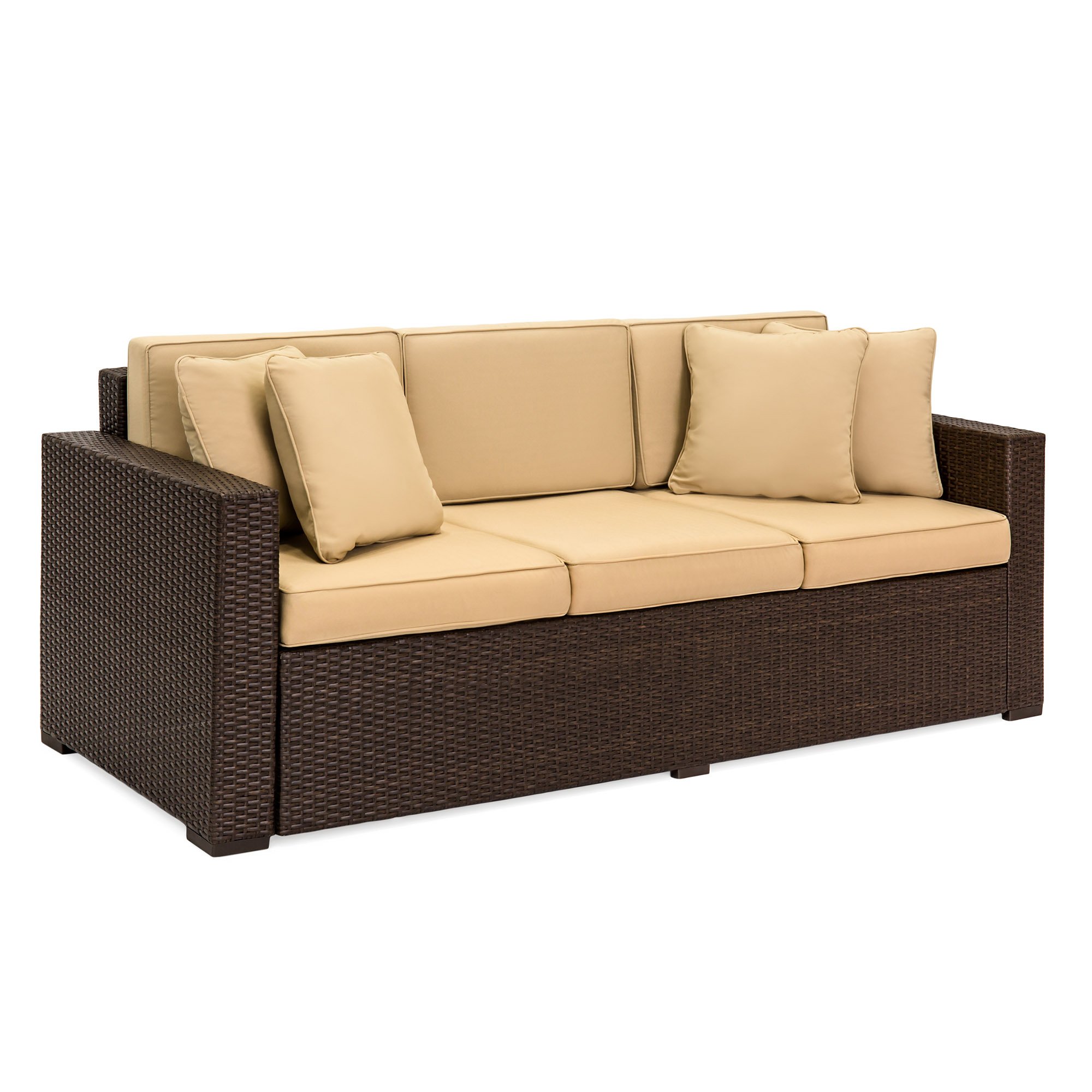 Best Choice Products 2-Piece Outdoor Wicker Loveseat Sofa Set with Cushions
