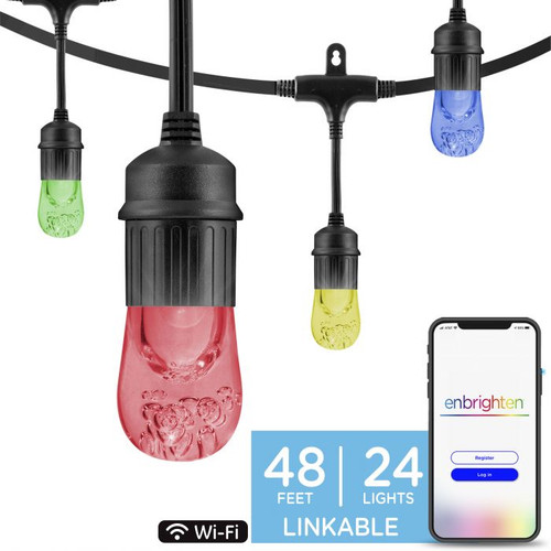 Enbrighten Seasons Color-Changing LED Cafe Lights, 48ft