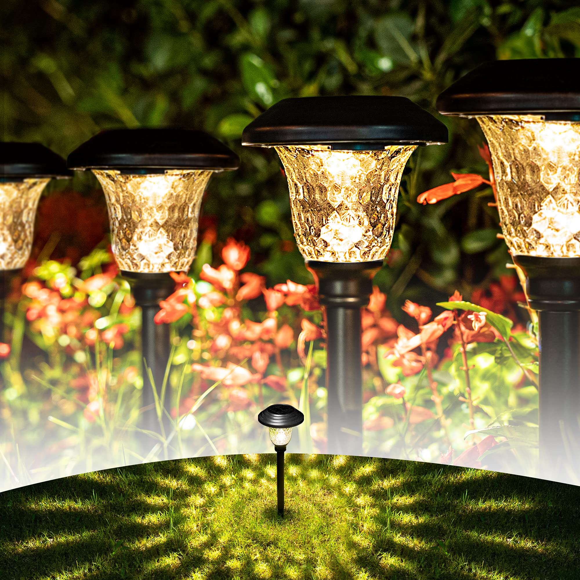 GIGALUMI Solar Pathway Lights Outdoor, 8 Pack