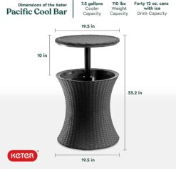 Keter Pacific 30 Gallon Outdoor Cool Bar Ottoman