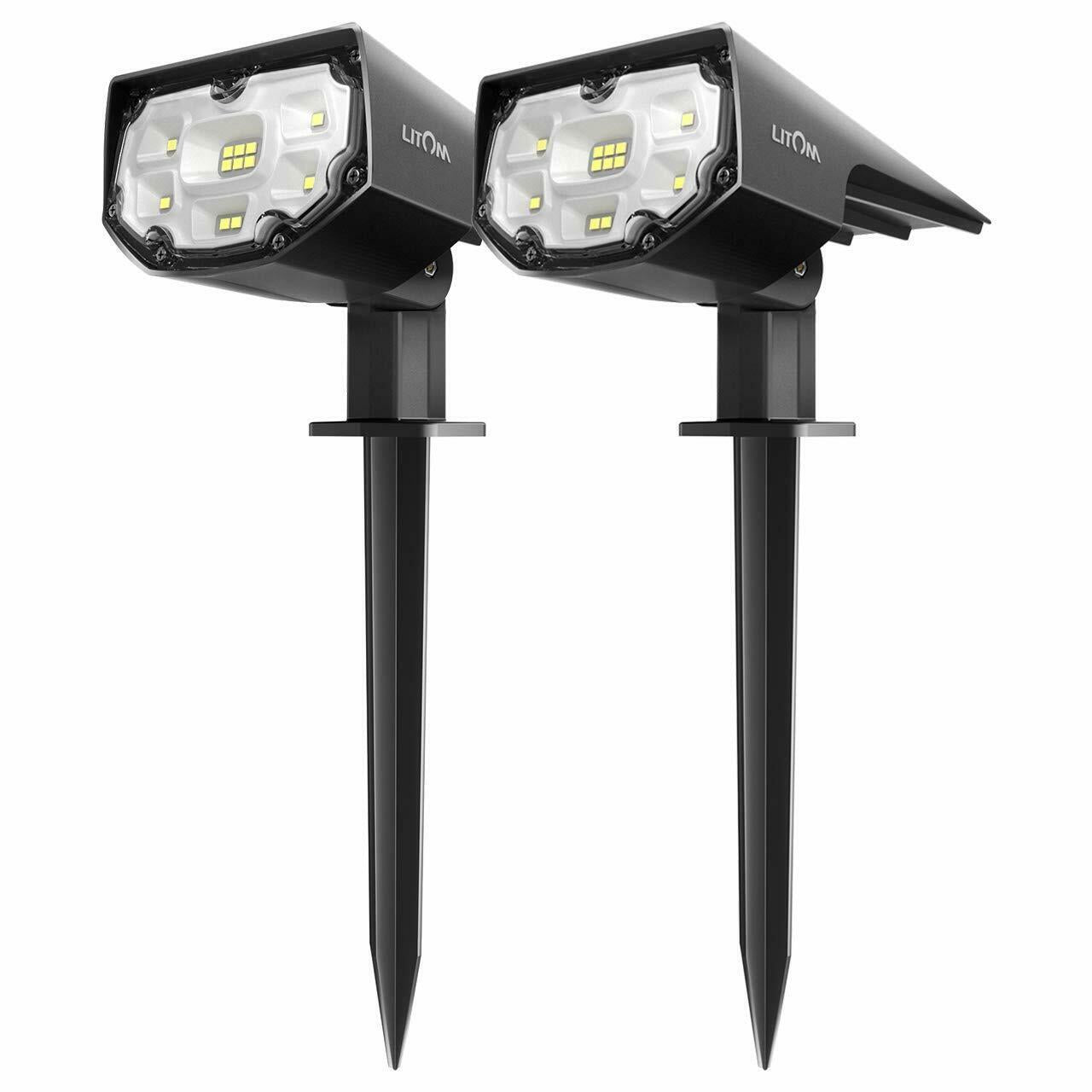 LITOM 12 LED Solar Landscape Spotlights (2-Pack)