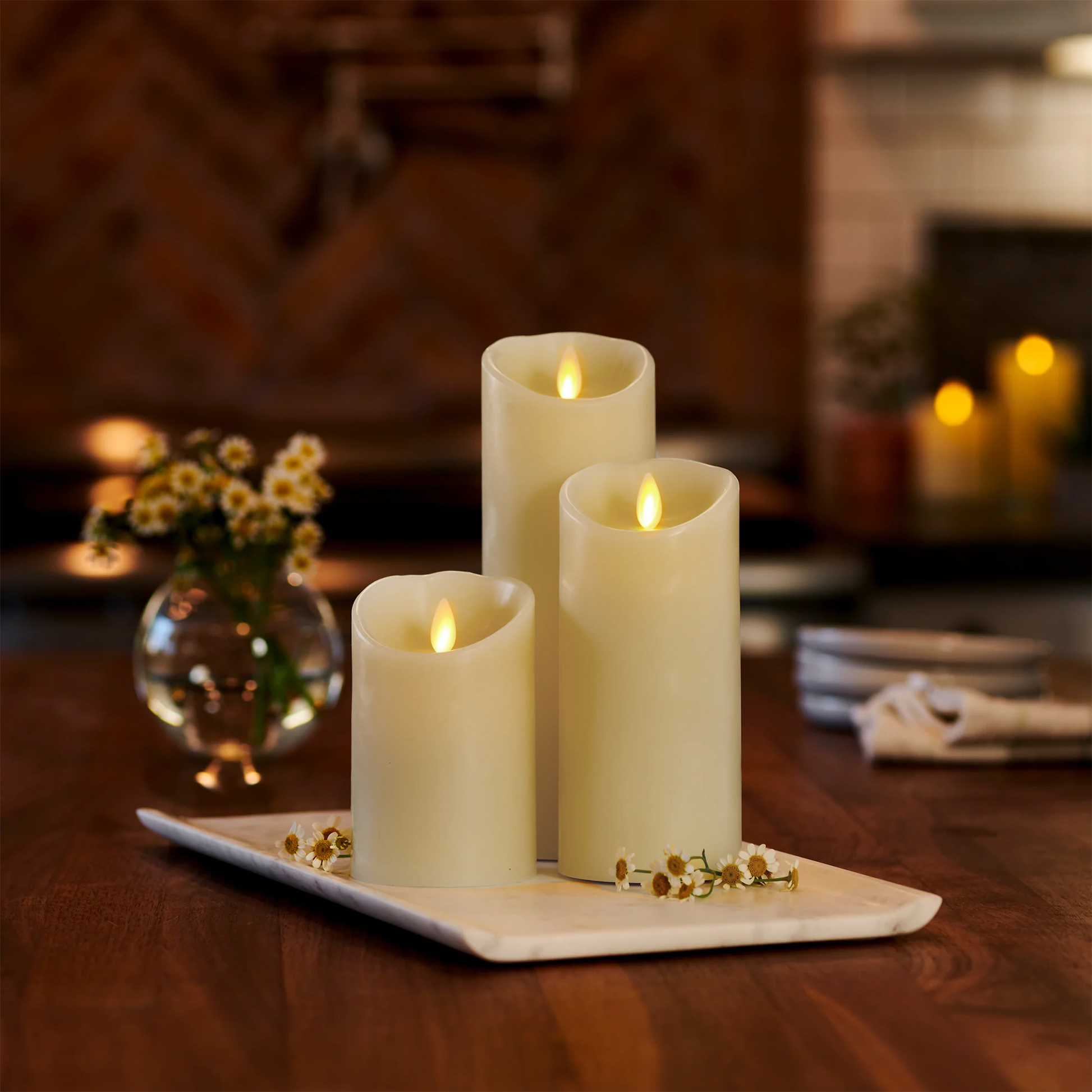 Luminara Outdoor Flameless Pillar Candle Set of 3