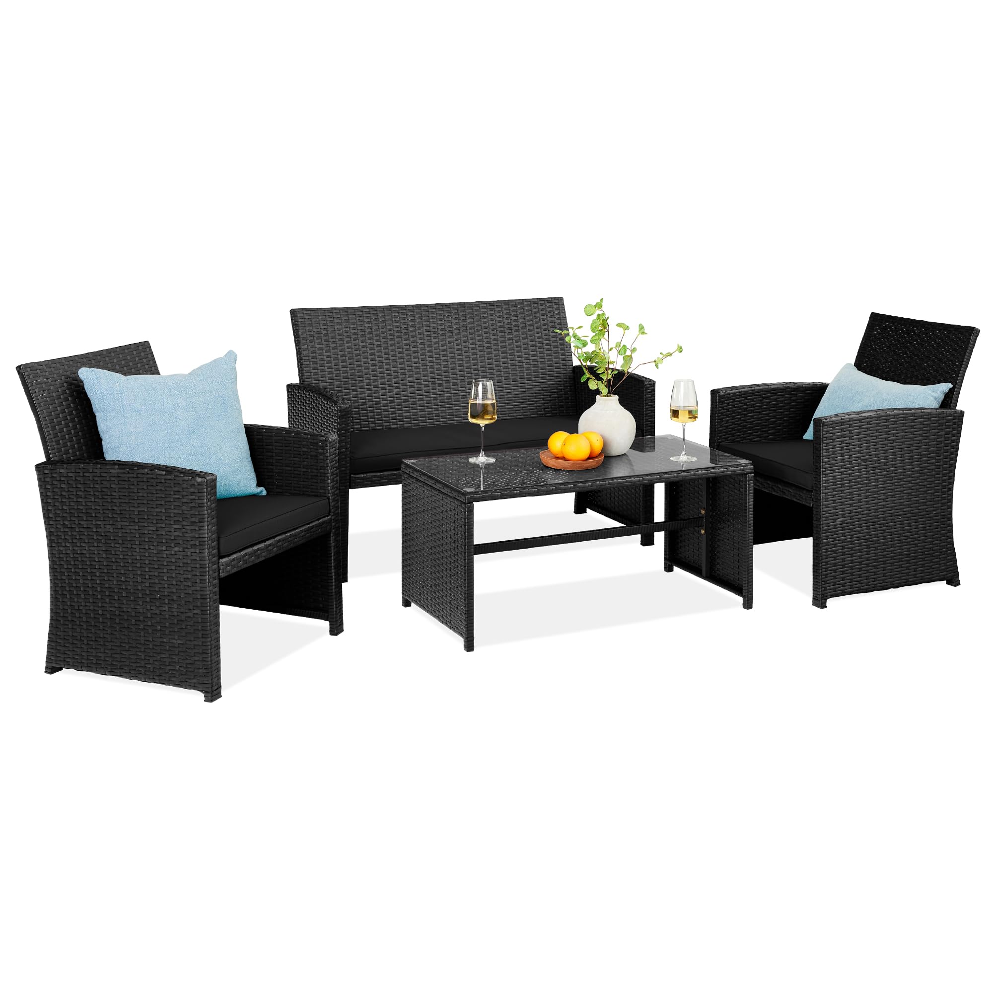 PatioFestival 2-Piece Outdoor Wicker Conversation Sofa Set