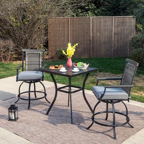 PHI VILLA 3-Piece Outdoor Wicker Bar Height Bistro Set