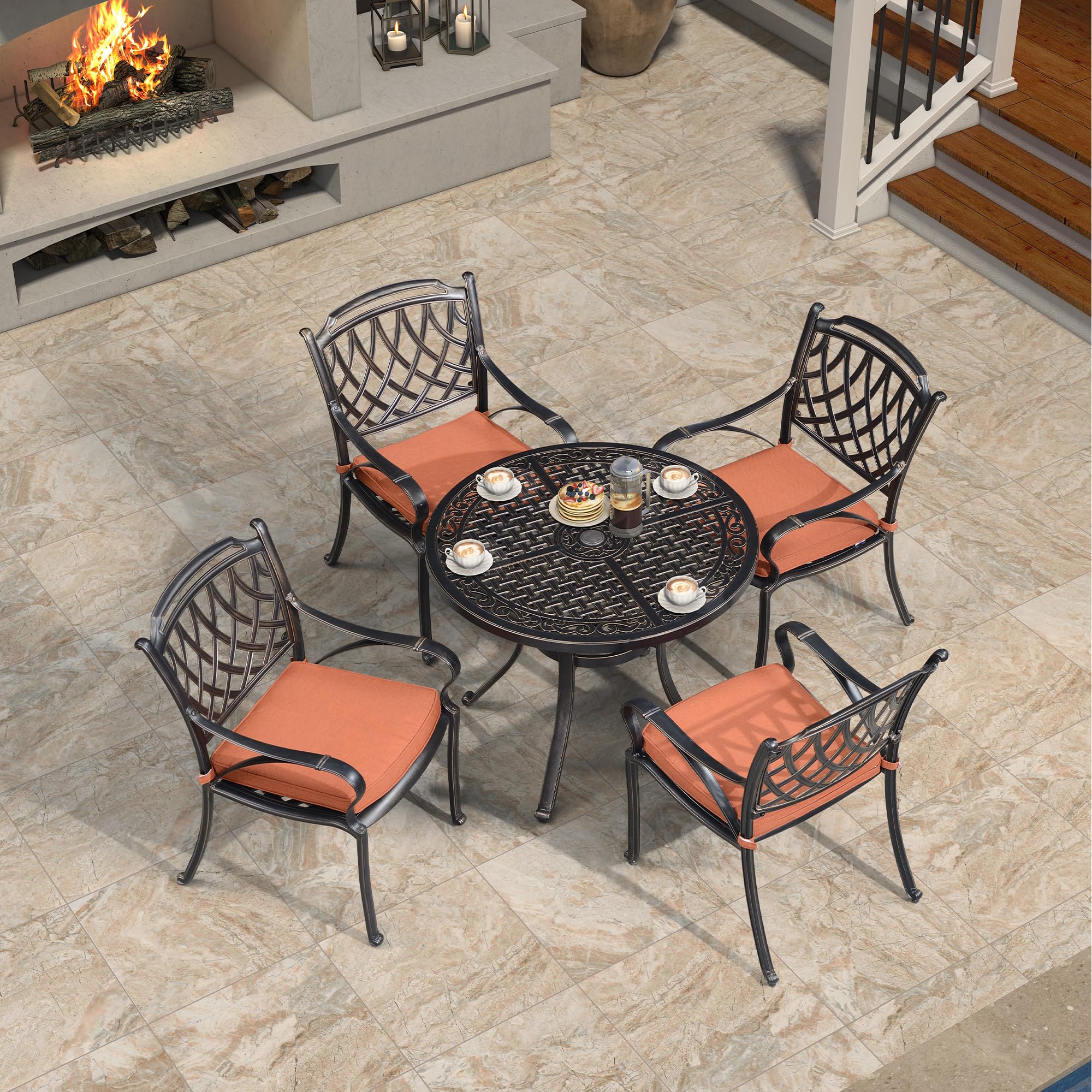Purple Leaf 9-Piece Outdoor Cast Aluminum Dining Set