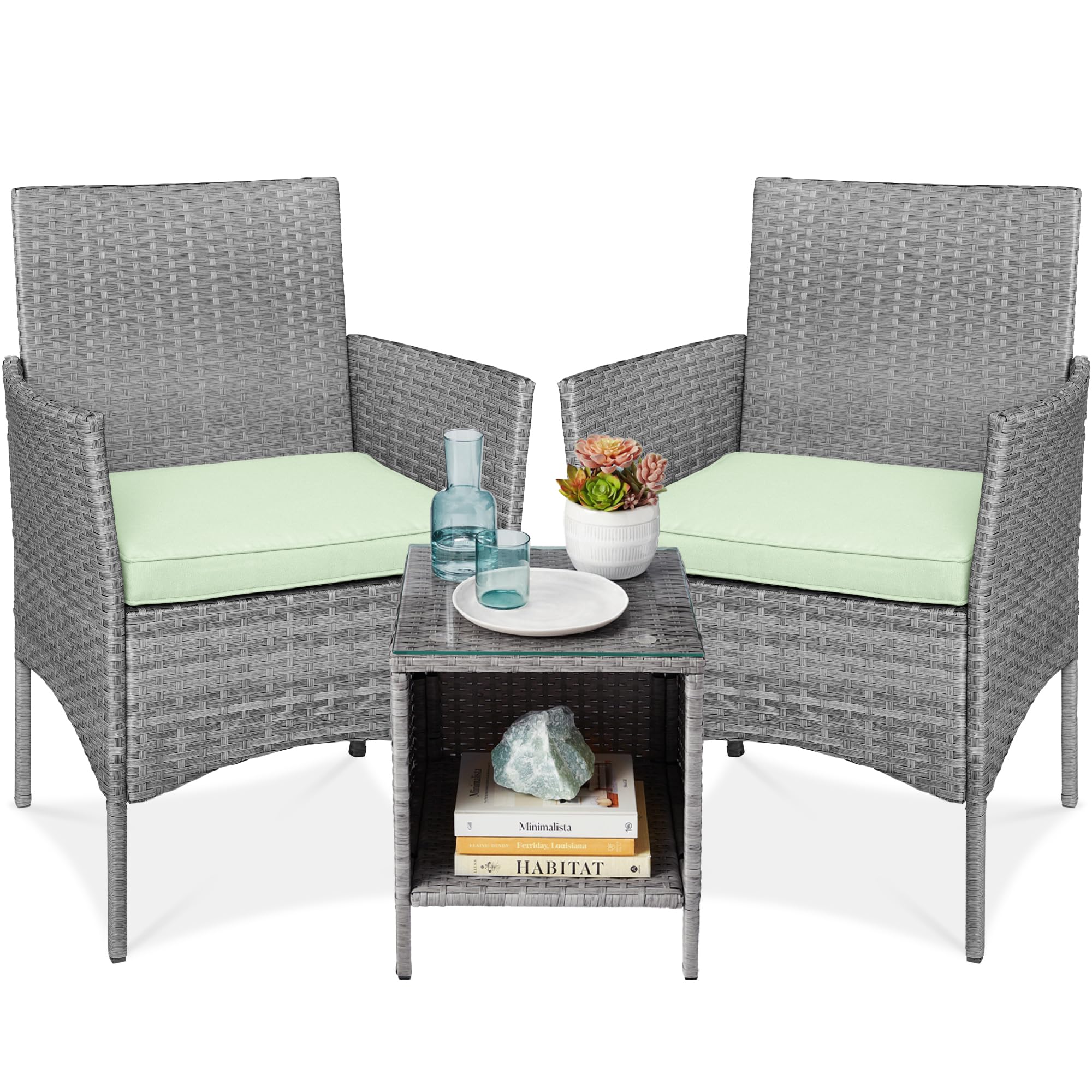 Suncrown Outdoor 3-Piece All-Weather Wicker Bistro Set
