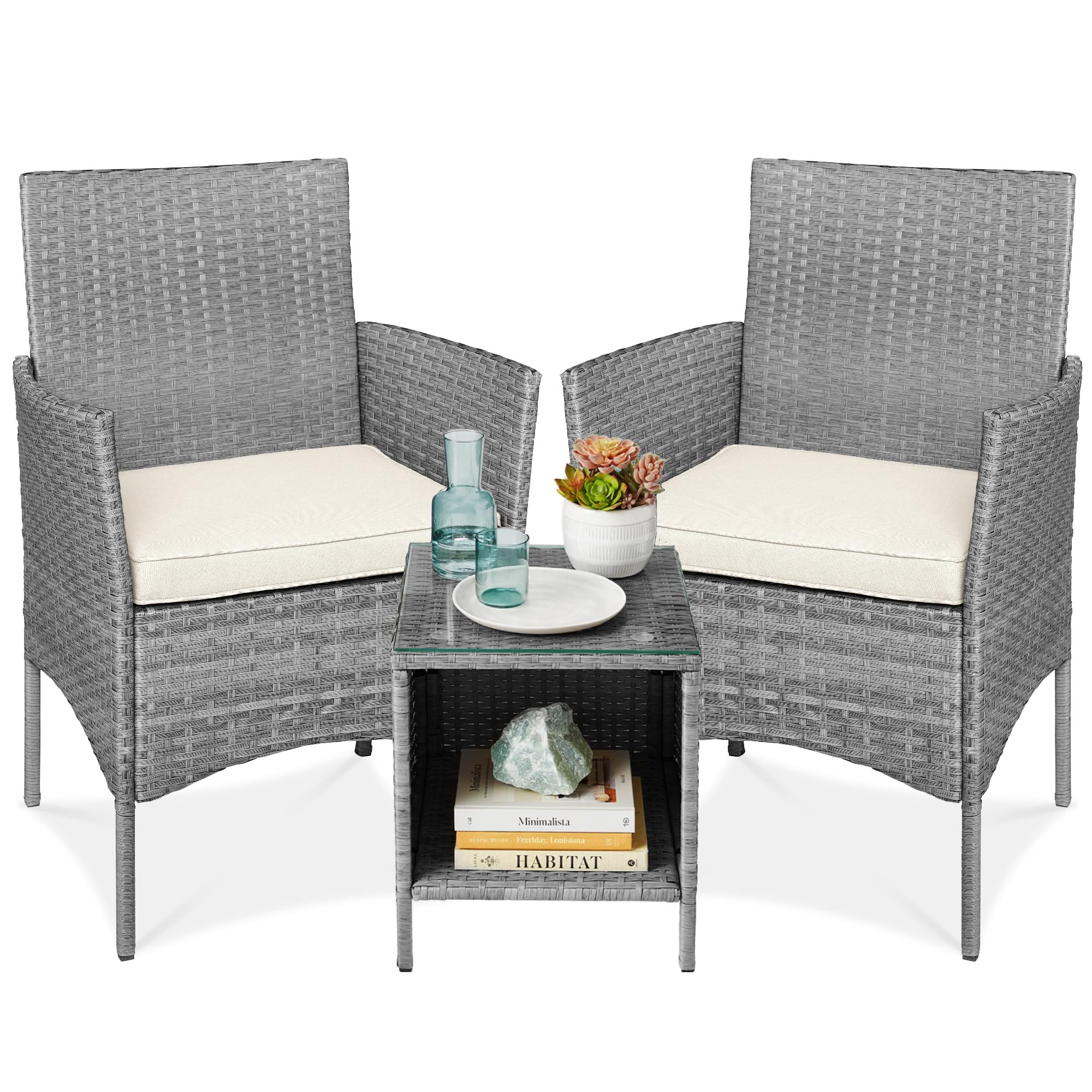 Suncrown Outdoor Furniture 4-Piece Wicker Conversation Set