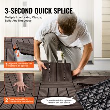 VEVOR Interlocking Deck Tiles WPC 12x12 Inch 27 Pack